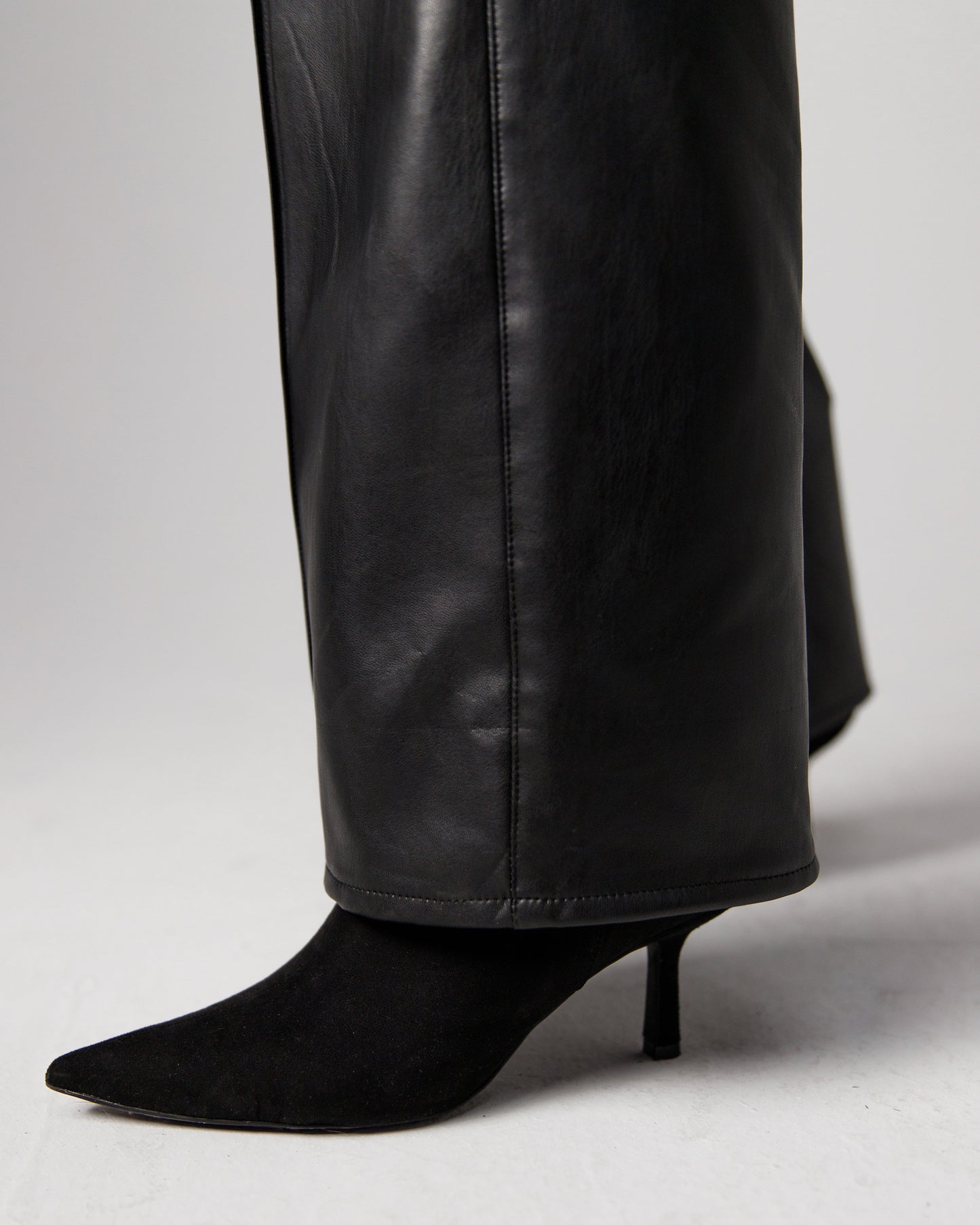 Soft vegan leather pants in black