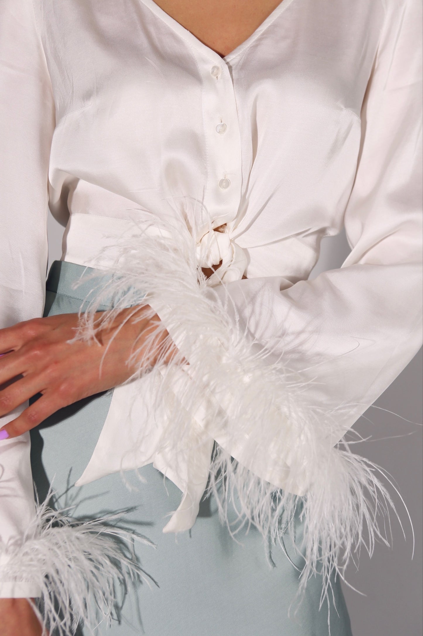 White feather blouse
